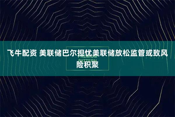 飞牛配资 美联储巴尔担忧美联储放松监管或致风险积聚