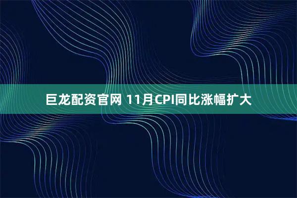 巨龙配资官网 11月CPI同比涨幅扩大